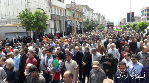 راهپیمایی گرامیداشت روز قدس با حضور محمود ربیعی معاون استاندار،قدمنان فرماندار کردکوی